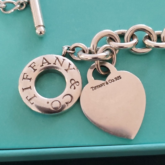 SOLD--Tiffany & Co Toggle Necklace with Heart Tag - Picture 7 of 12